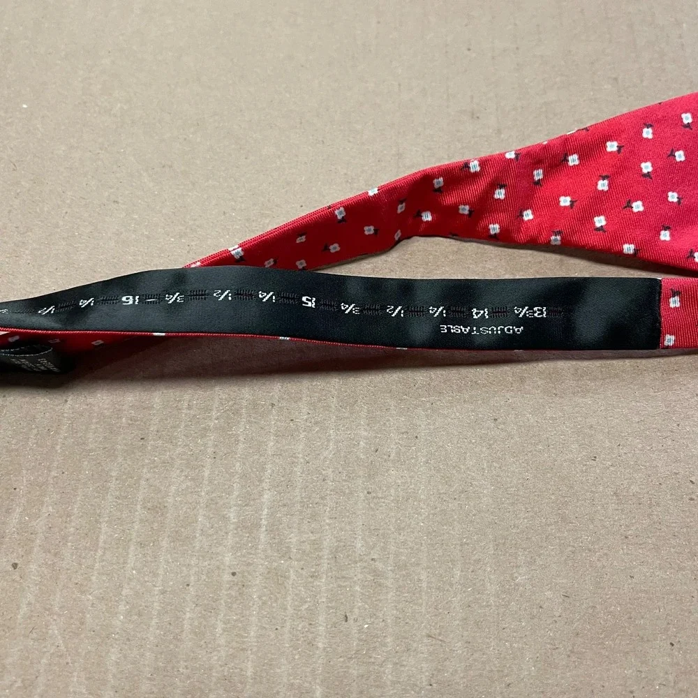The‎ Tie Bar Bow Tie Silk Self Tie 2.5 Bright Red White Floral Print Adjustable